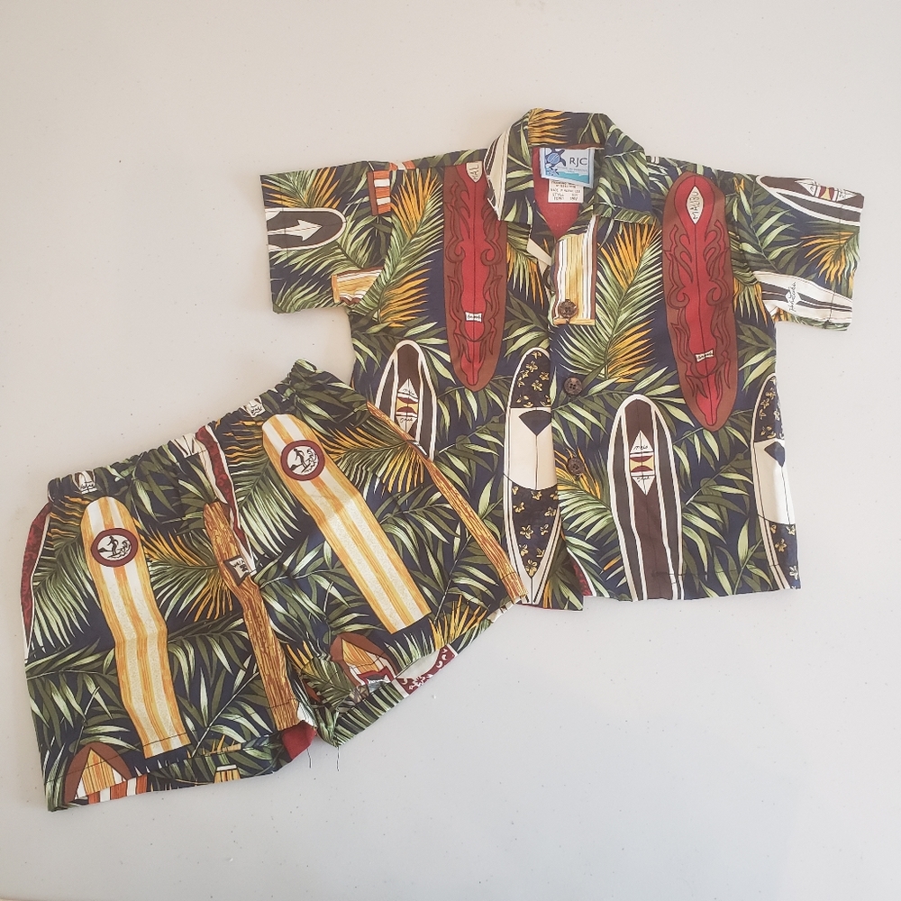 18 month Hawaiin shirt short set tropical cotton